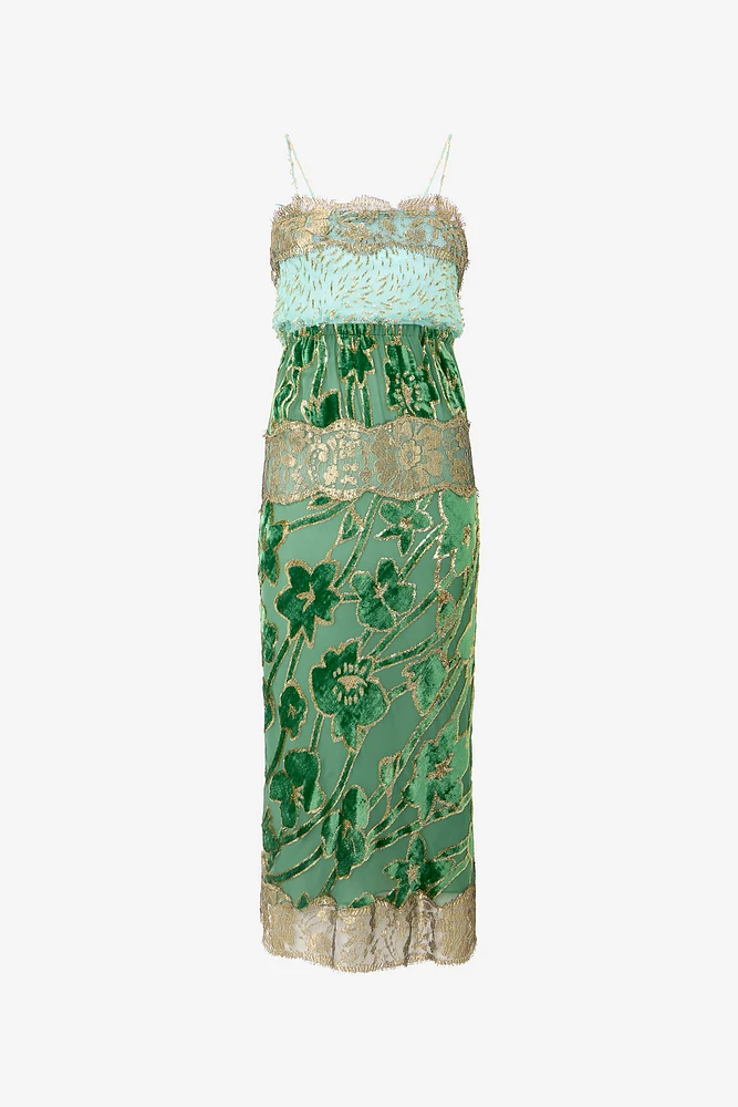 Long Silk Dress With Decorations