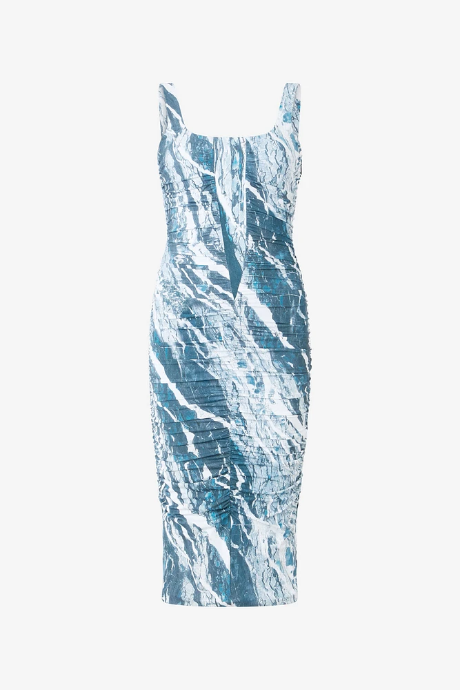 Marble-Print Midi Dress