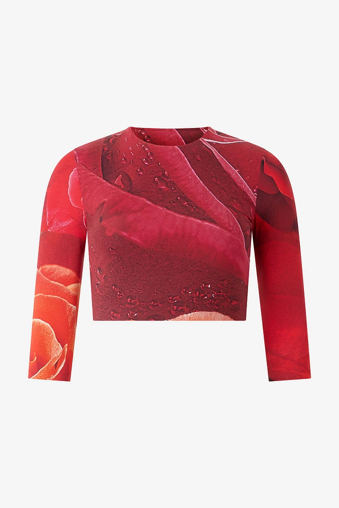 Rose-Print Crop Top