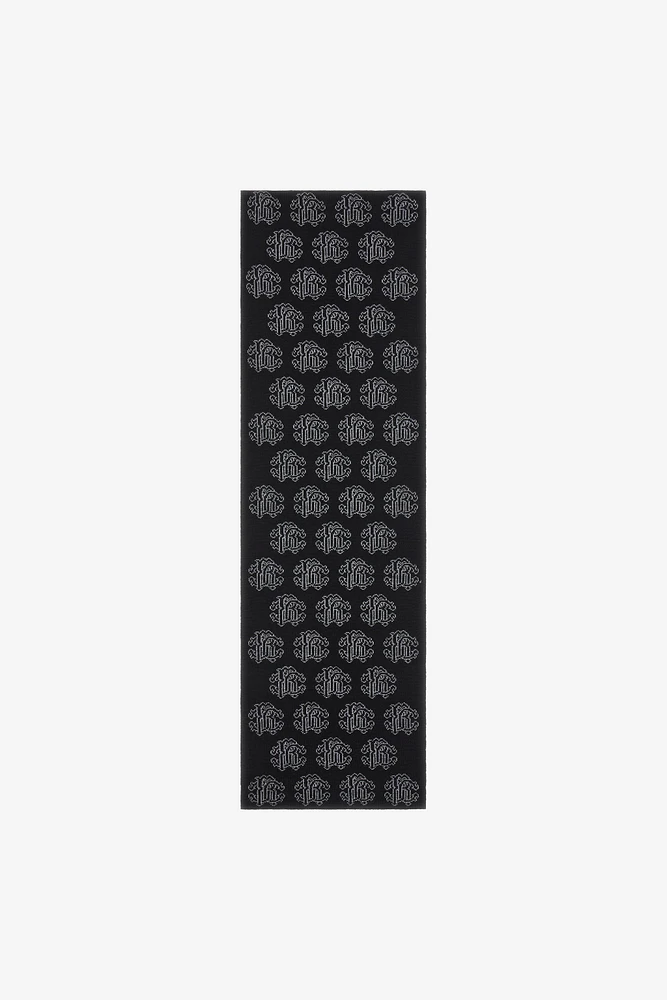 Black Wool Scarf With Monogram RC