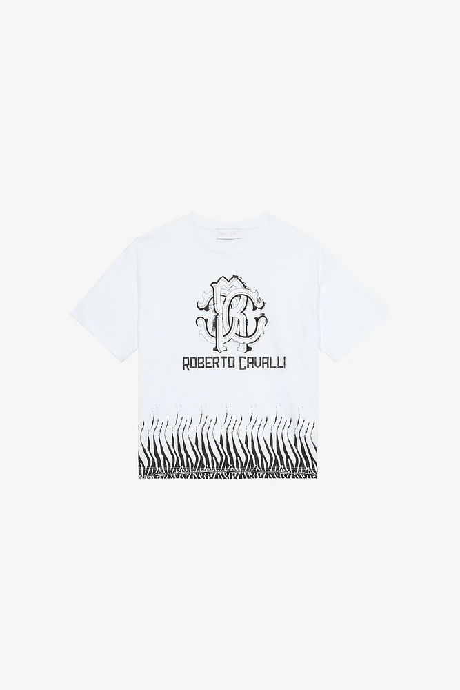 Zebra-Print T-Shirt With RC Monogram And Logo