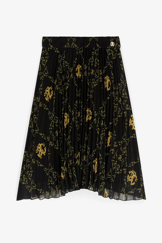 Filigree-Print Pleated Skirt