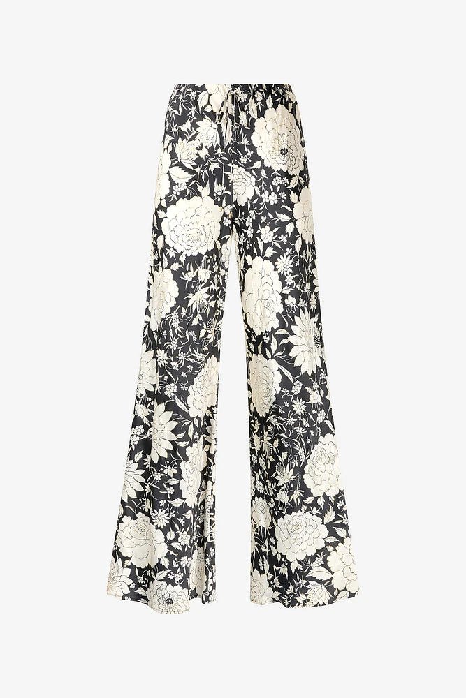 Pure Silk Pants With Floral Print