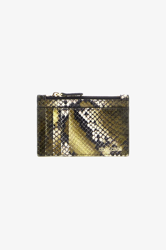 Logo-print leather clutch