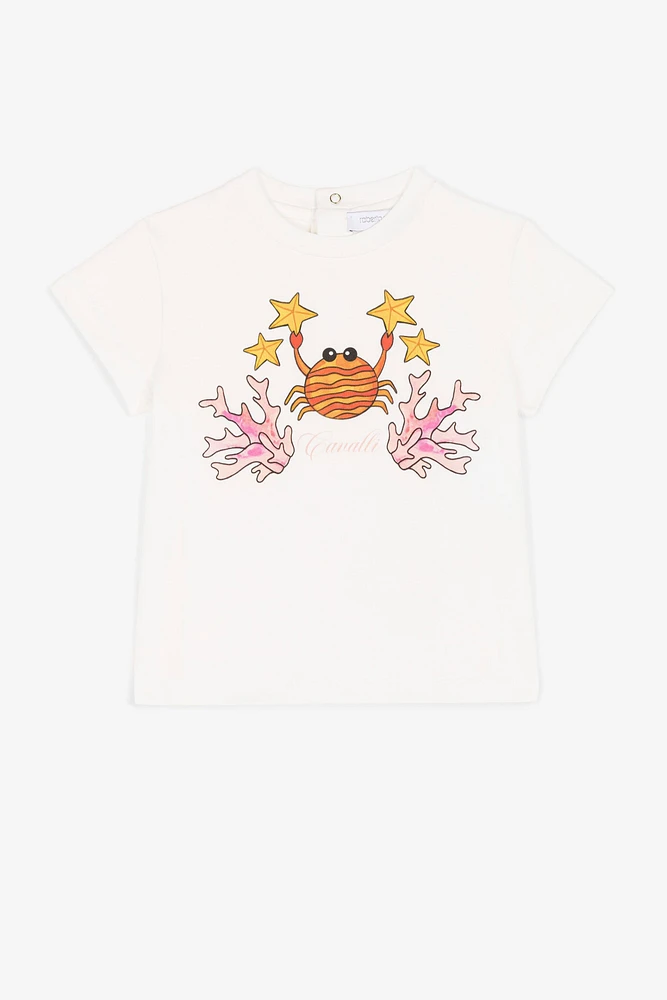 Crab-print short-sleeved T-shirt
