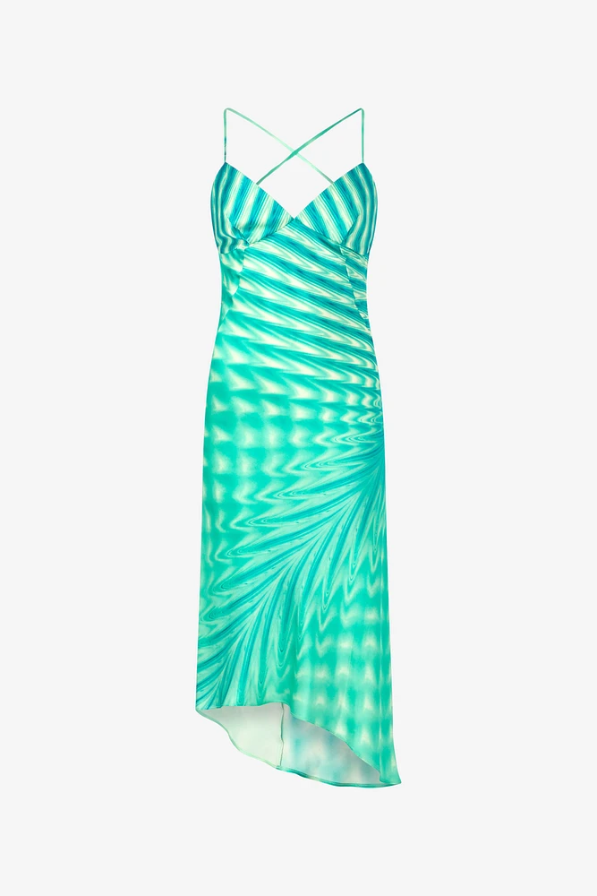 Asymmetric Dress With All-Over Print