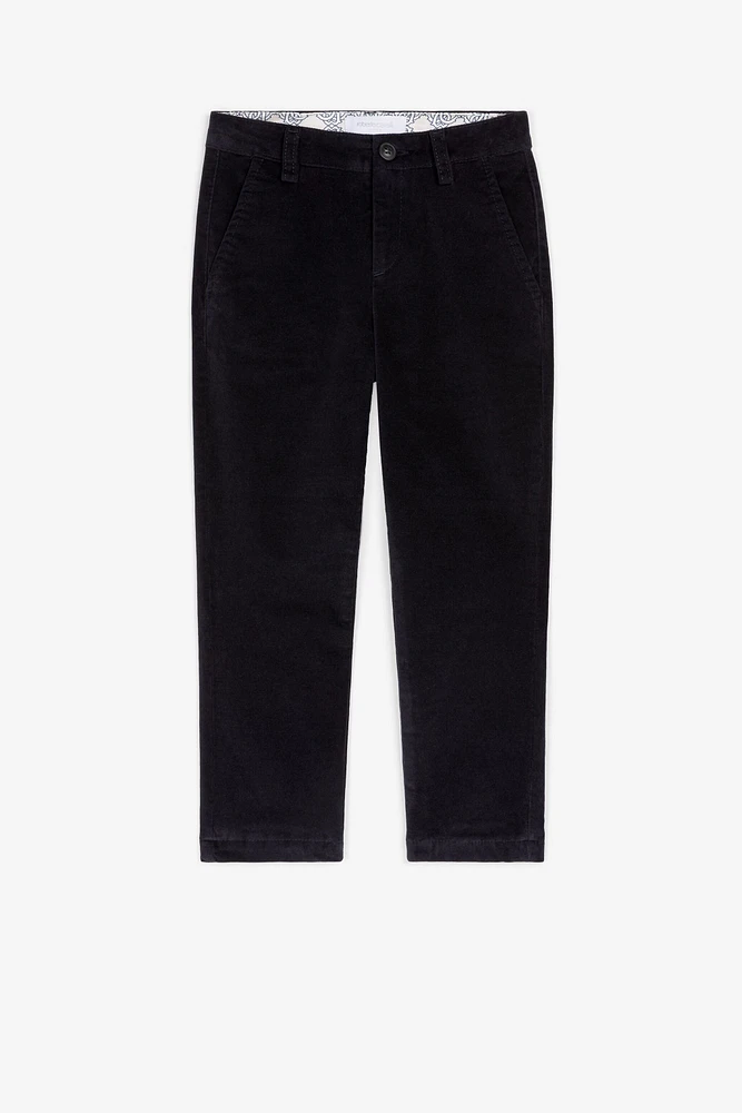 RC Monogram Crest-Appliqué Velvet Trousers