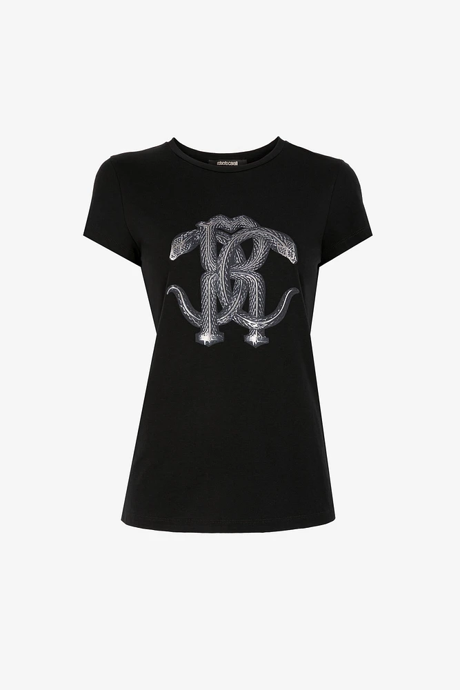 Mirror Snake-Print Cotton T-Shirt