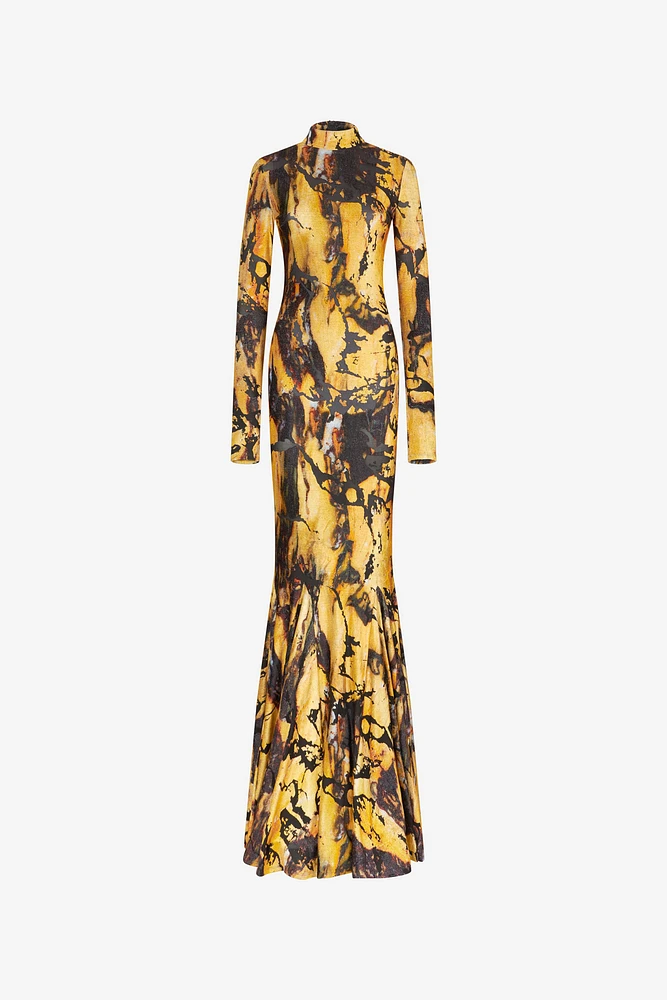 Long dress with Marble print