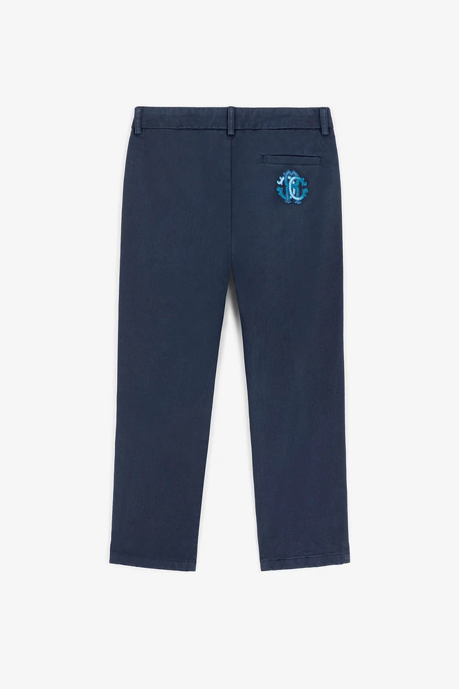 RC Monogram-Embroidered Cotton Trousers