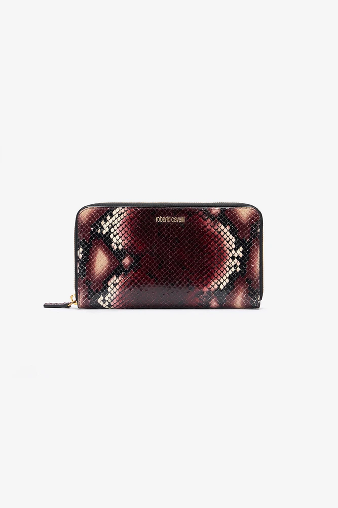 Zip-around wallet in printed leather