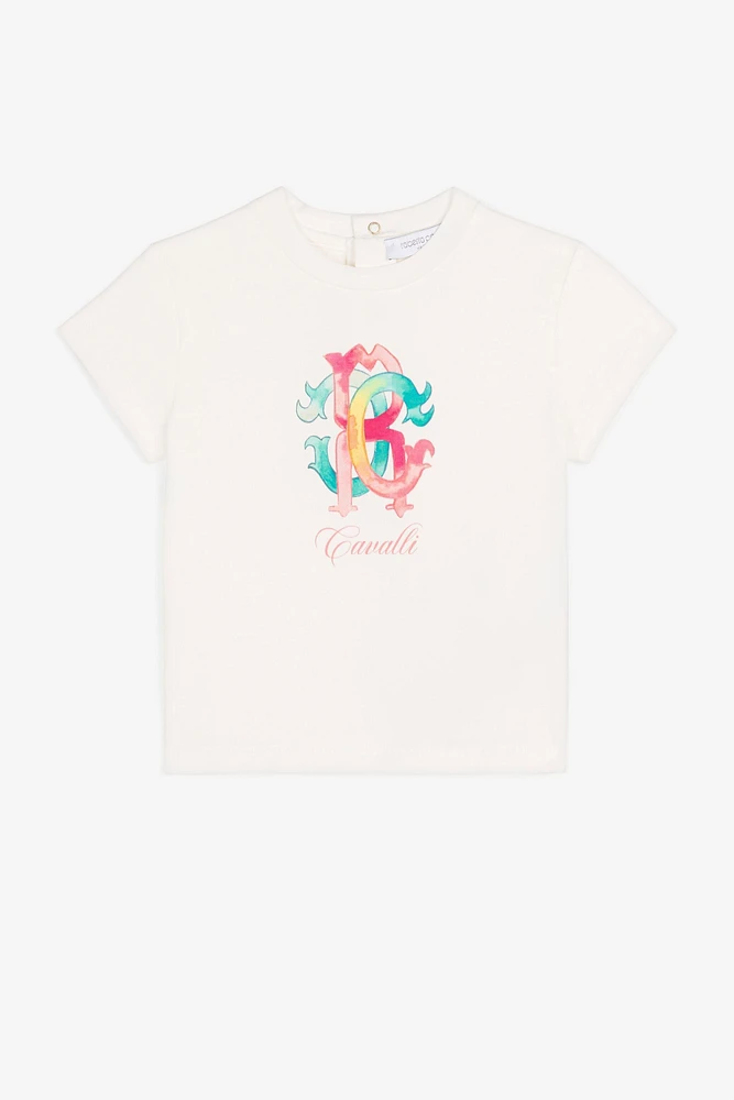 Colour-block monogram-print T-shirt