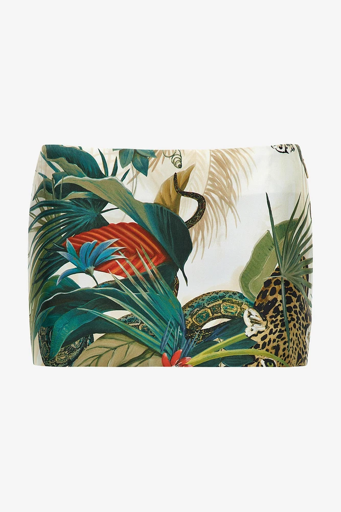 Jungle Print Silk Mini Skirt