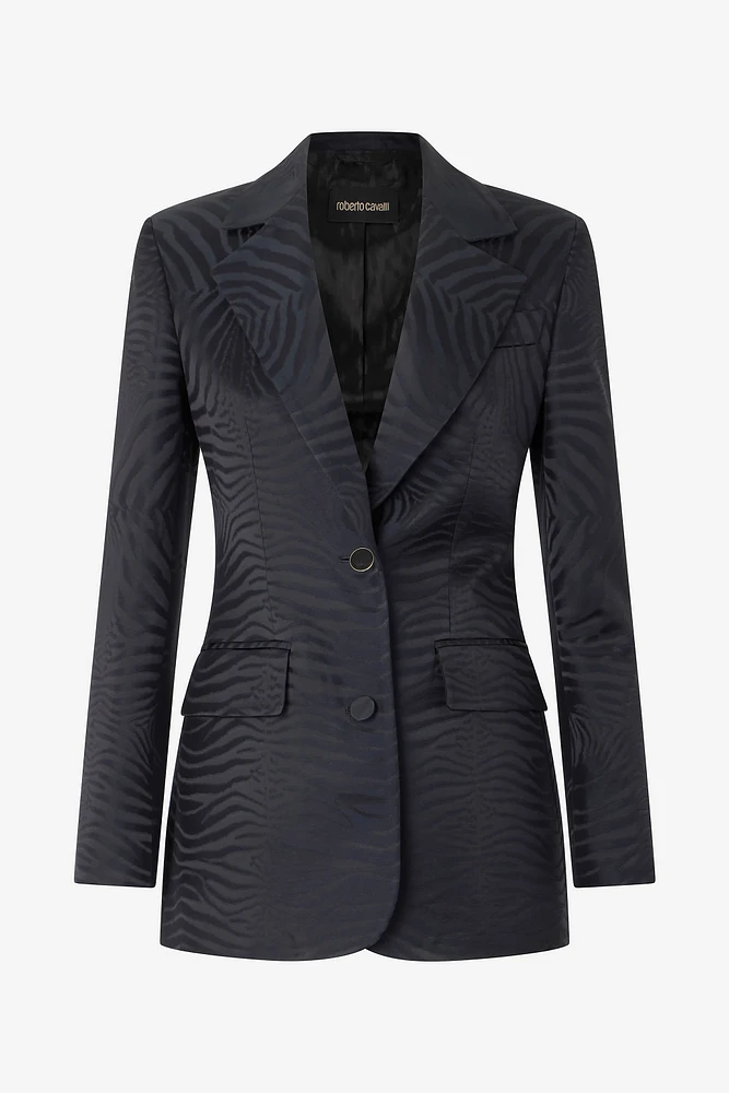 Blazer With Solid-Color Tiger Skin Design