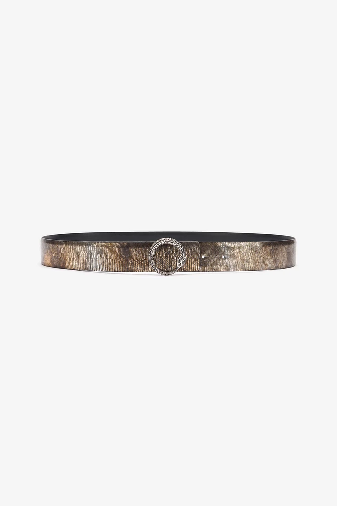 Metallic Belt With Snake Buckle