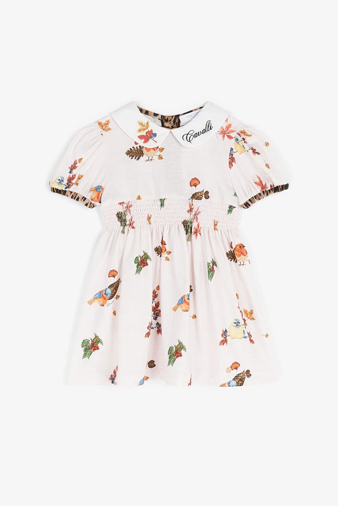 Bird And Leopard-Print Cotton Dress