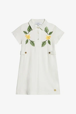 Cotton Dress With Embroidered Flowers