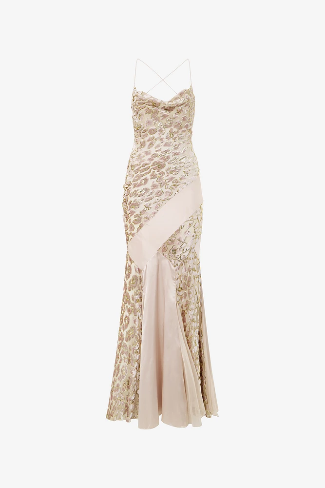 Long Slip Dress With Leopard Print Pattern