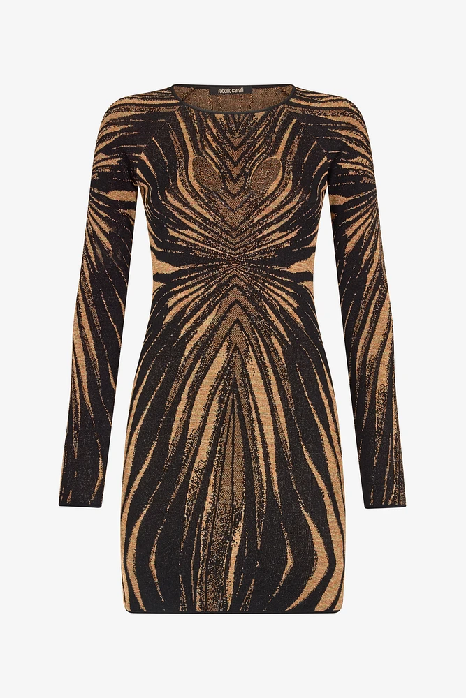 Short knit dress with Ray of Gold print