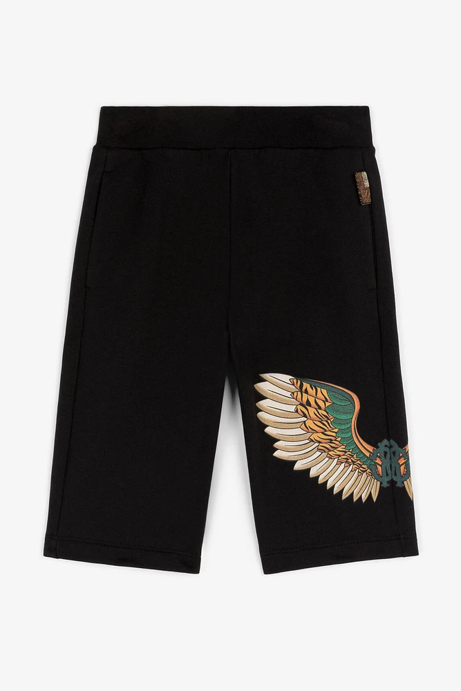Feather-Print Cotton Shorts