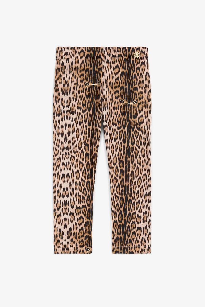 Jaguar-Print Cotton Leggings