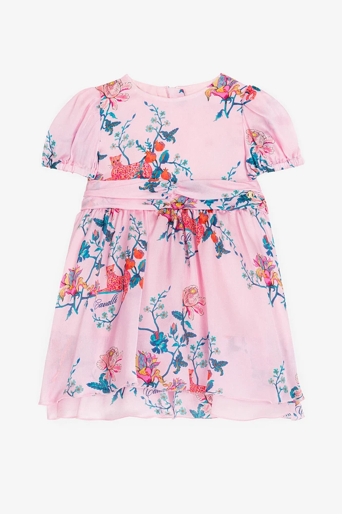 Floral And Jaguar-Print Silk Dress