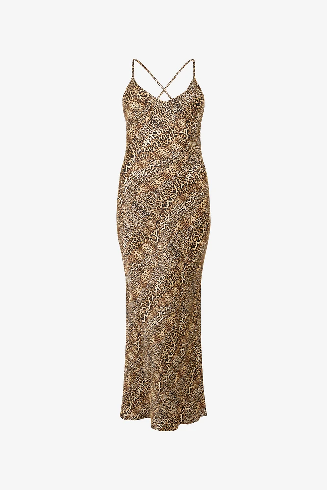 Silk Dress With Jaguar, Cheetah And Leopard Print