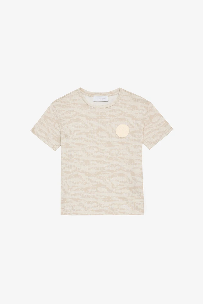 T-Shirt With Tiger Skin Print And Patch