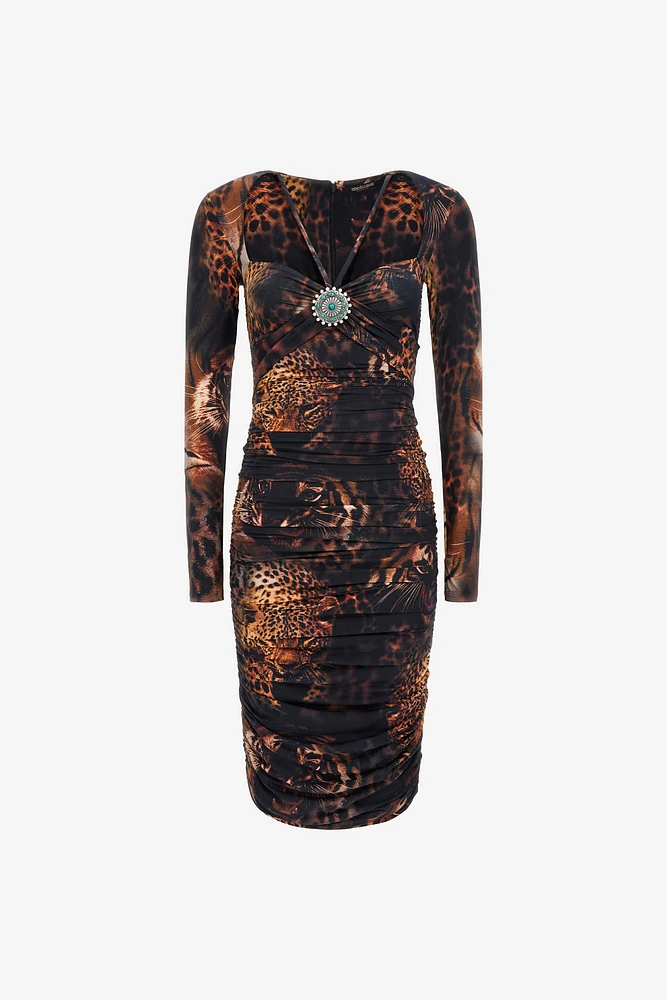 Midi dress with Jaguar print