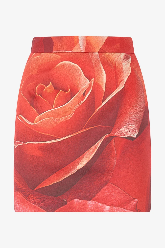 Miniskirt With Rose Print
