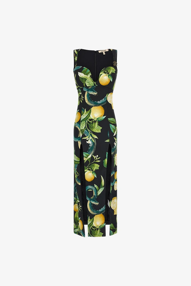 Midi dress with Lemon print