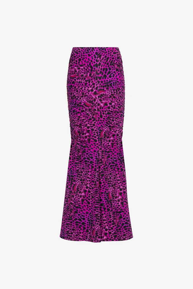 Animal-print fishtail skirt