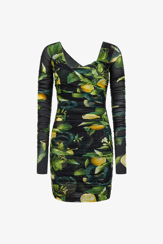 Stretch Lemon print short dress