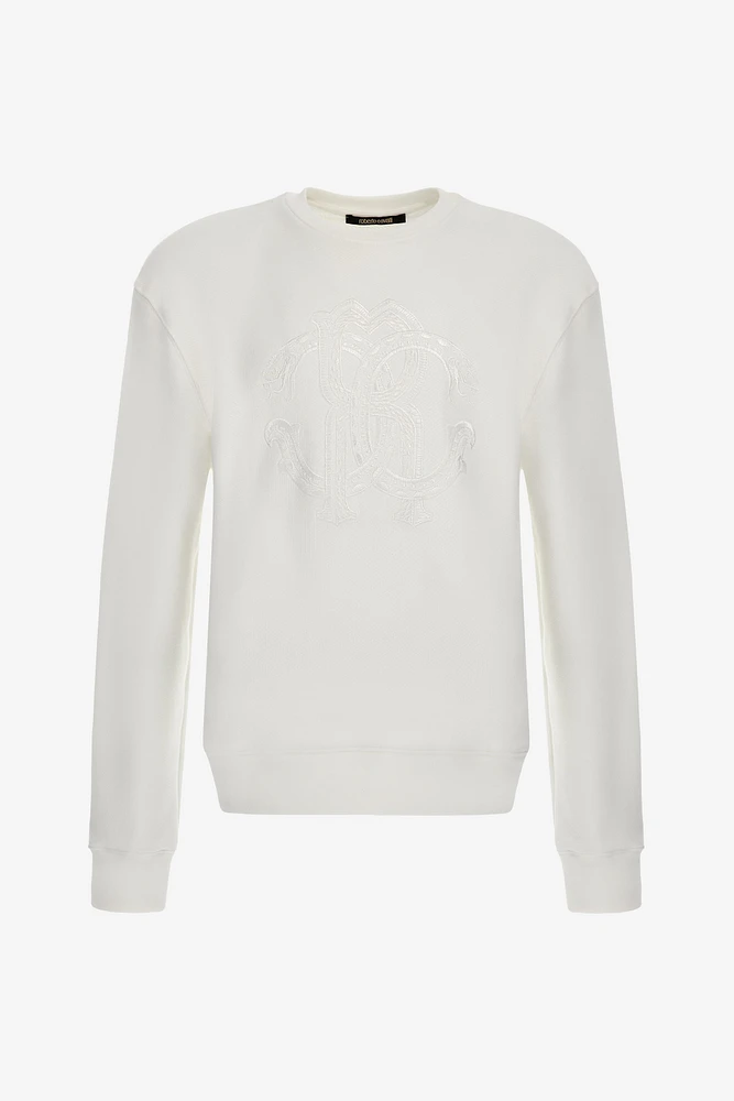 White Sweatshirt With Monogram RC Embossed Logo