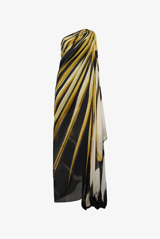 Ray Of Gold Print Silk Maxi Dress