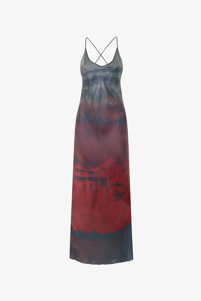 Long Slip Dress With A Mottled Effect