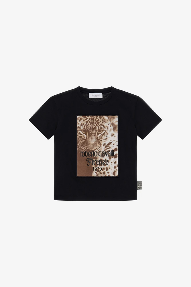 T-Shirt With Jaguar And Lettering