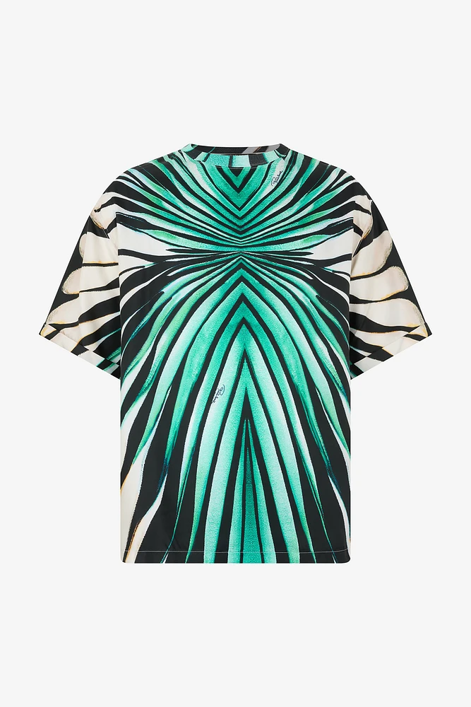 Silk Blend T-Shirt With Ray Of Sea Print