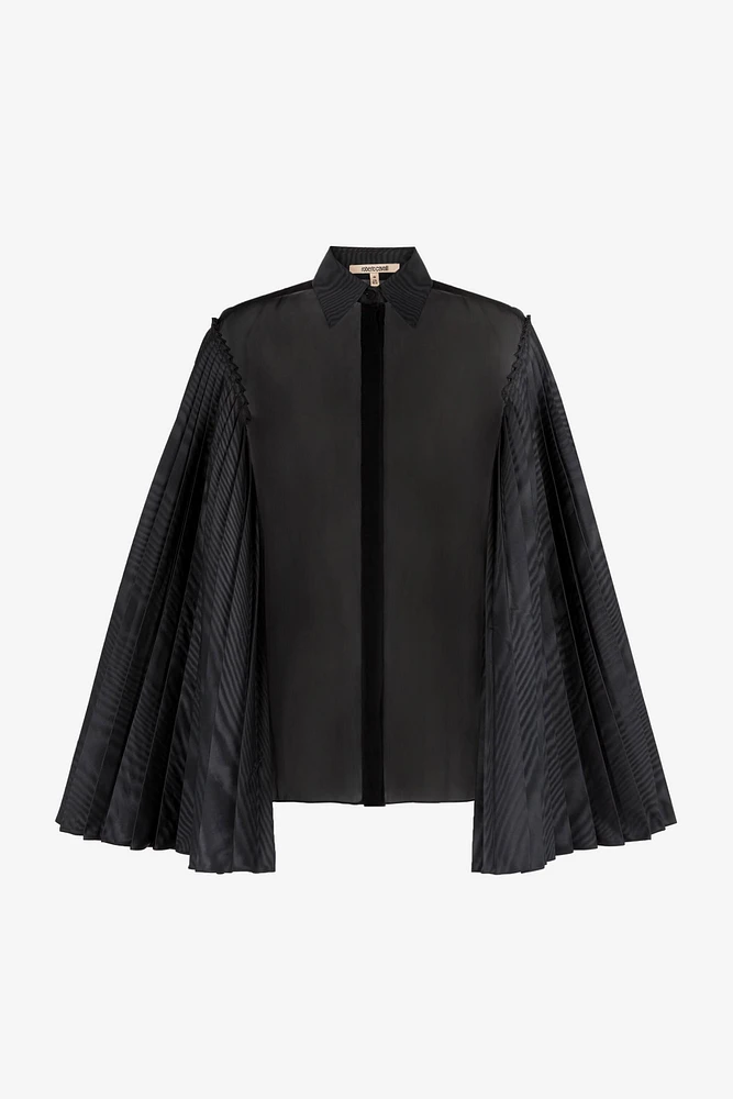 Pleated bell-sleeve shirt