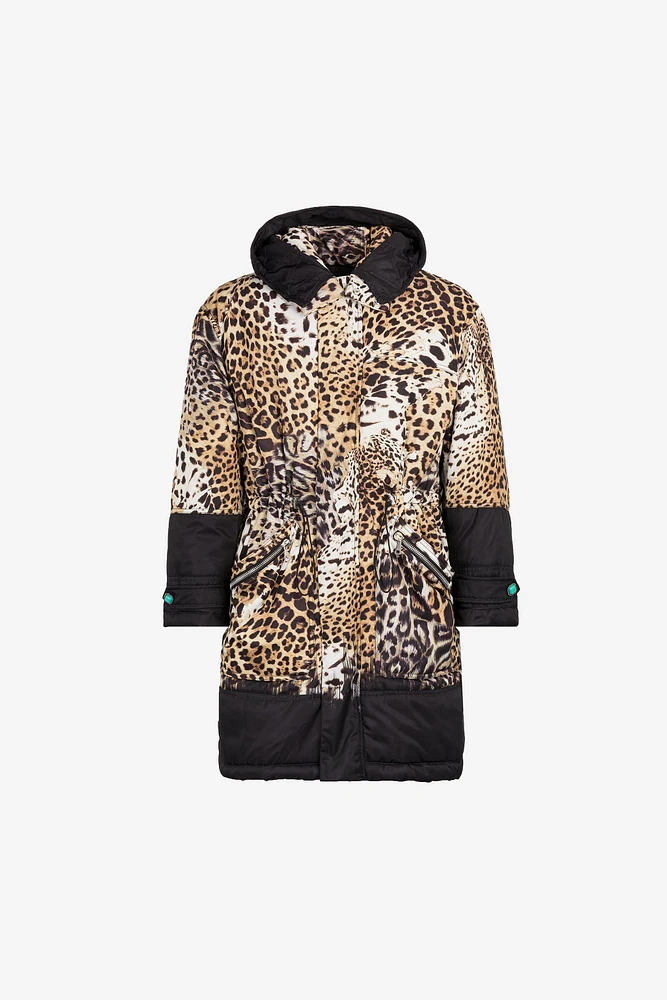 Leopard-Print Padded Coat