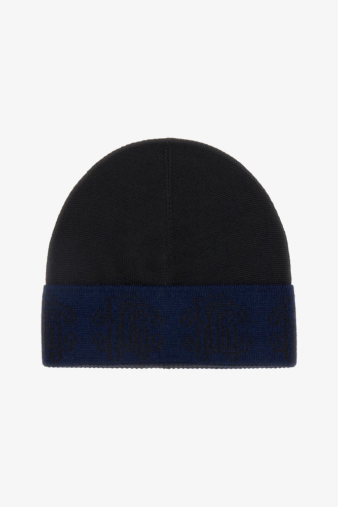 Black Wool Hat Beanie With Logo Band