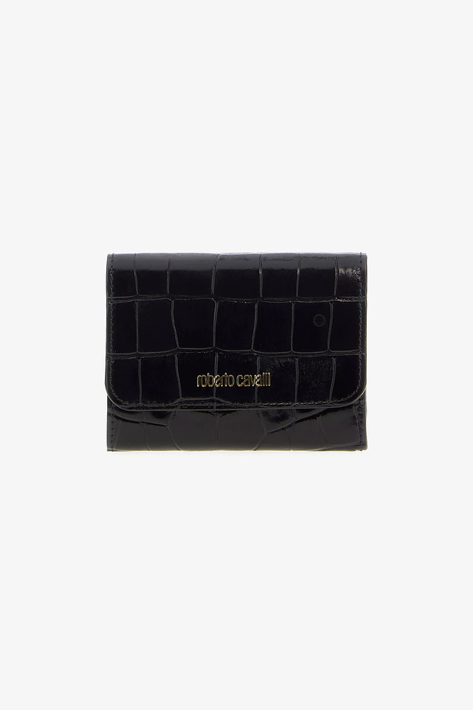 Black Croc-Effect Wallet