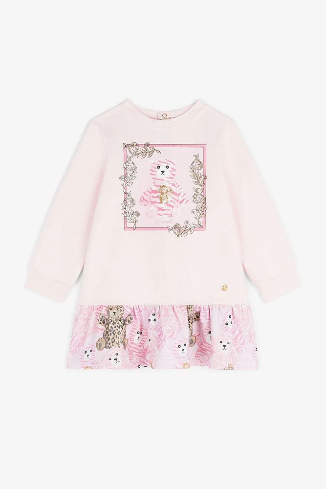 Teddy Bear-Print Sweater Dress