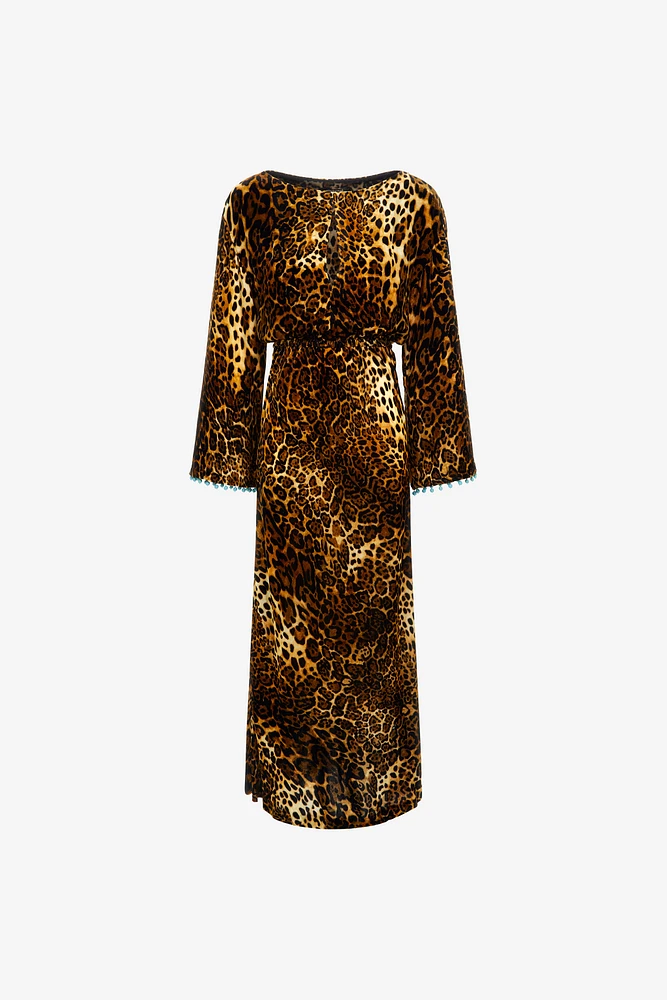 Leopard print velvet dress