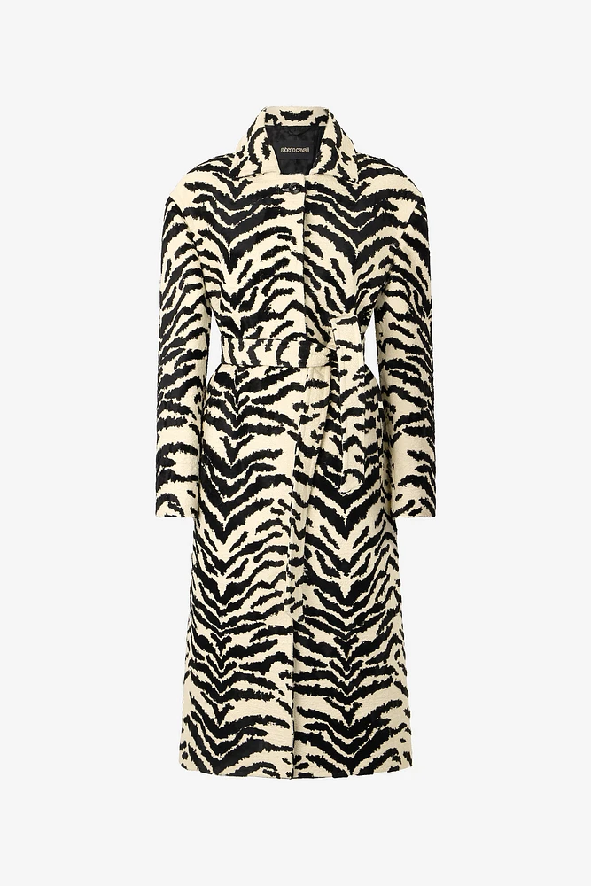 Coat With White Tigress Print