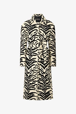 Coat With White Tigress Print