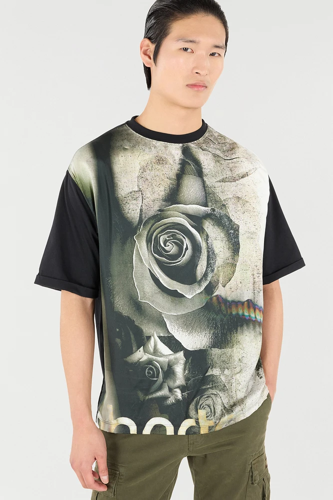 T-Shirt With Rose Print