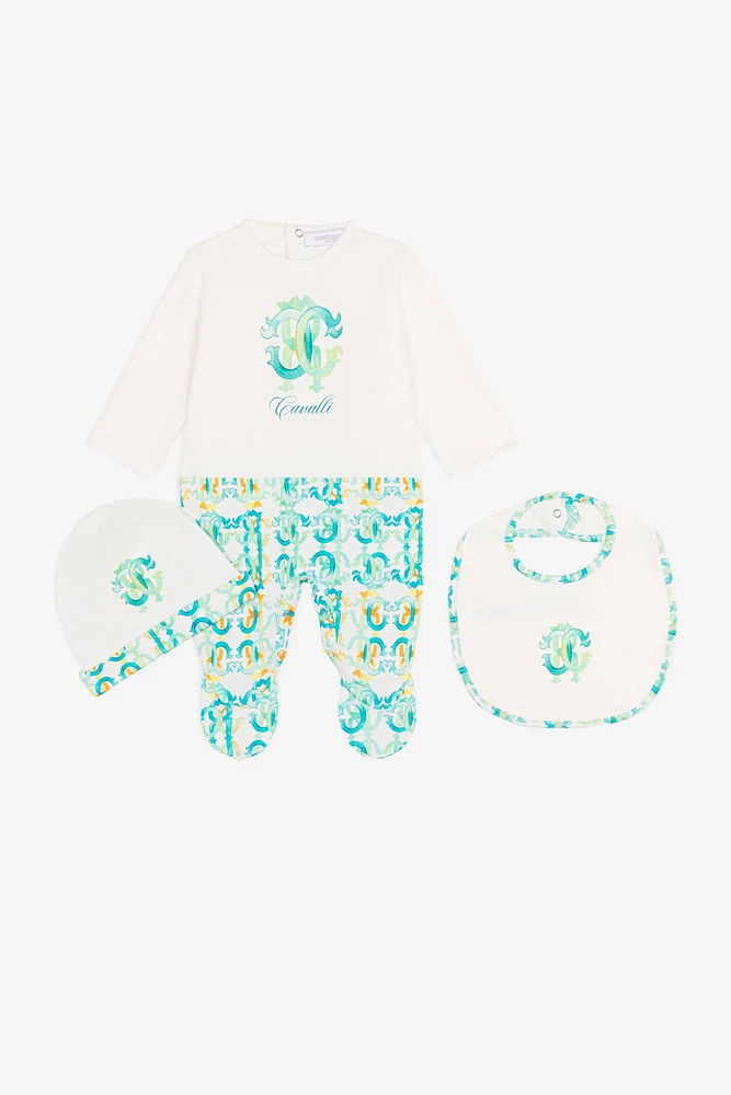 Monogram logo print babygrow set