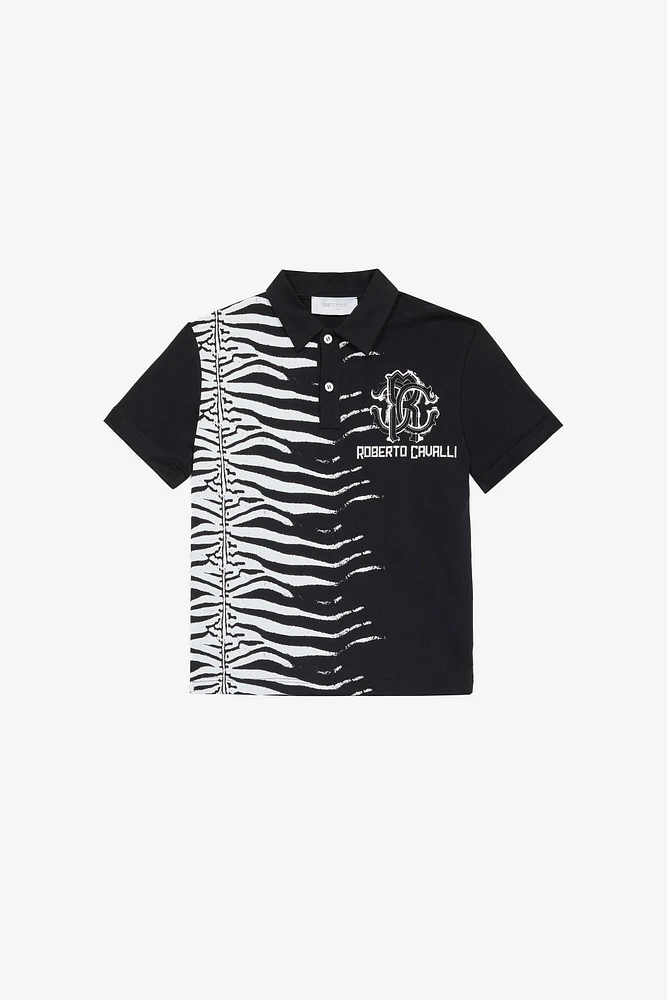 Tiger Skin Polo-Shirt With RC Monogram And Logo