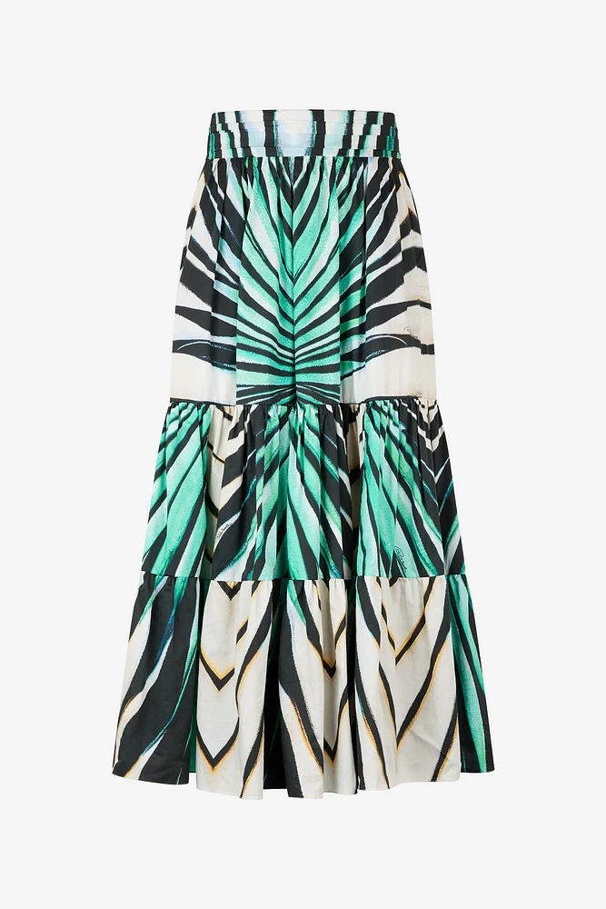 Ray Of Sea Print Cotton Midi Skirt